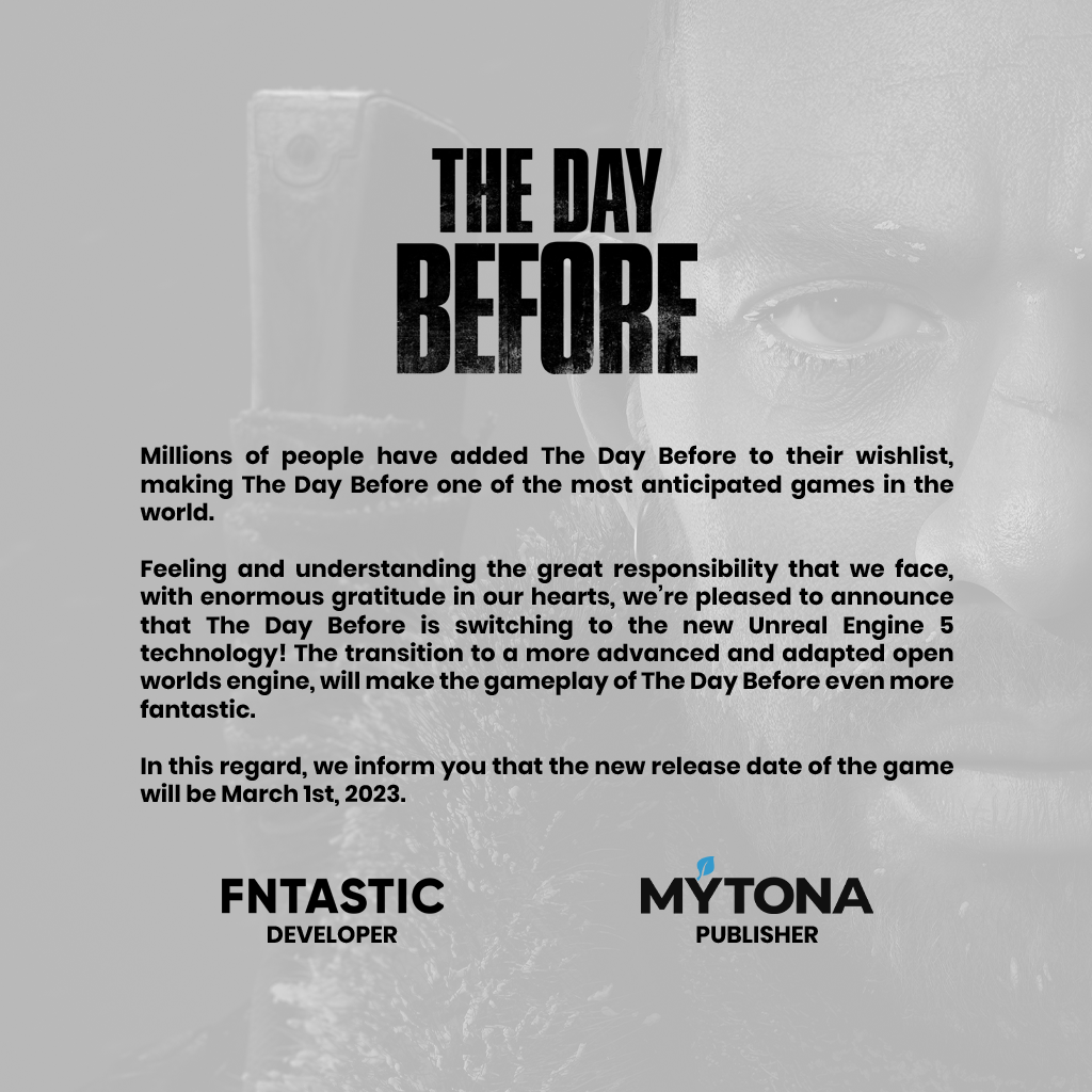 The Day Before: Steam's Most Wishlisted Game Shifts to Unreal Engine 5, But Gets a Delay